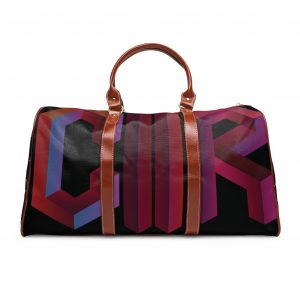 Retro Ombre COUR Waterproof Travel Bag — Bold Geometric Weekender Duffel