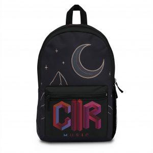 Night Moon Music Backpack — Retro Neon Logo Mountain Moonlit Rave Bag